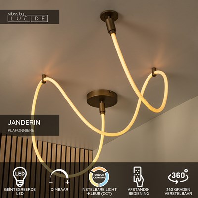 Lucide JANDERIN - Plafonnière - LED Dimb. - CCT - 1x36W 2200K/3300K - Champagne kleur | Vibes